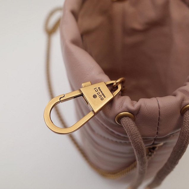 2019 GG original calfskin marmont mini bucket bag 575163 nude