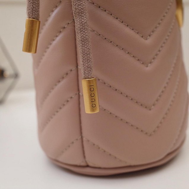 2019 GG original calfskin marmont mini bucket bag 575163 nude