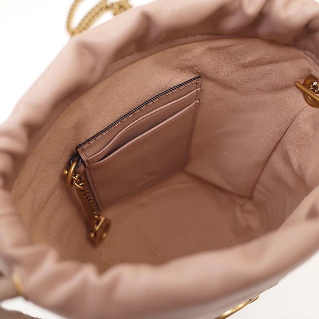 2019 GG original calfskin marmont mini bucket bag 575163 nude