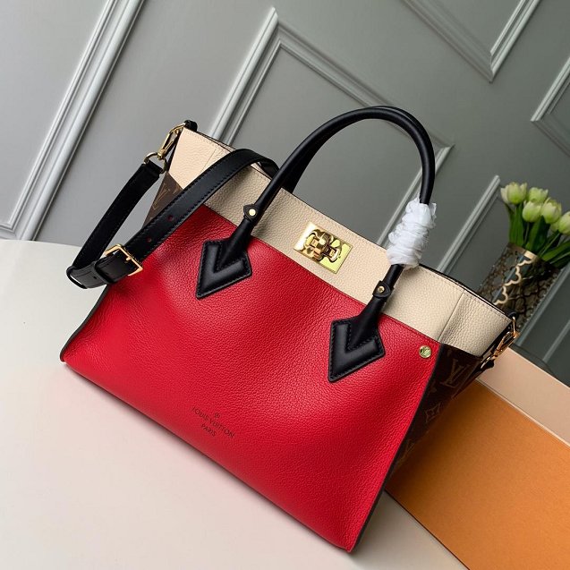 louis vuitton original calfskin on my side tote bag M53824 red