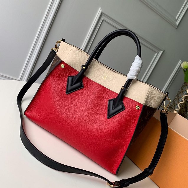 louis vuitton original calfskin on my side tote bag M53824 red