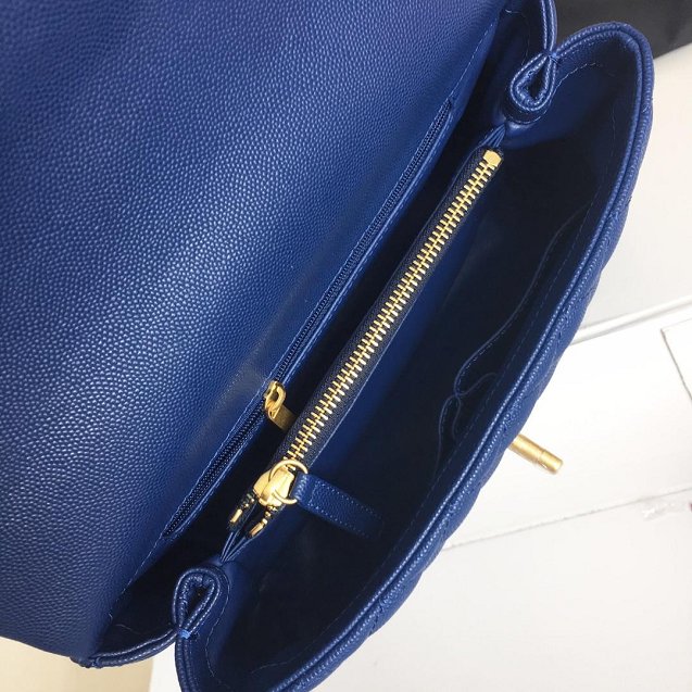 2019 CC original iridescent grained calfskin large coco handle bag A92991 blue&bordeaux