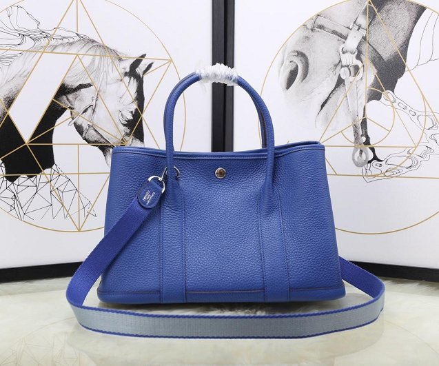 Hermes calfskin small garden party 30 bag G300 blue