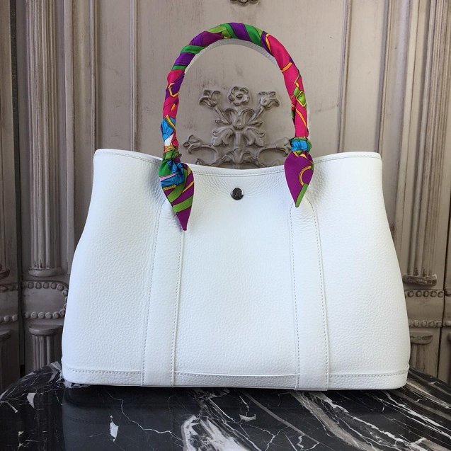 Hermes calfskin small garden party 30 bag G300 white