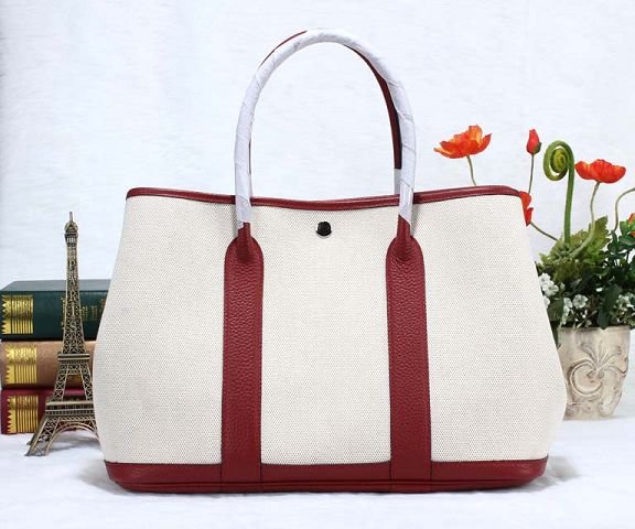 Hermes canvas garden party 30 bag G30 bordeaux