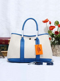 Hermes canvas garden party 30 bag G30 white&royal blue