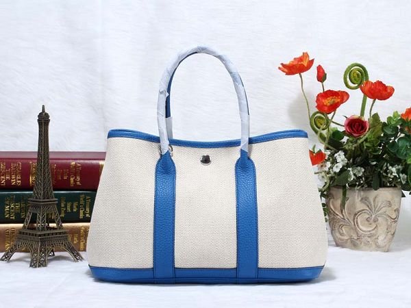 Hermes canvas garden party 30 bag G30 white&royal blue