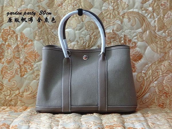 Hermes canvas large garden party 36 bag G36 grey