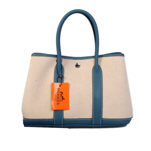 Hermes canvas large garden party 36 bag G36 white&blue