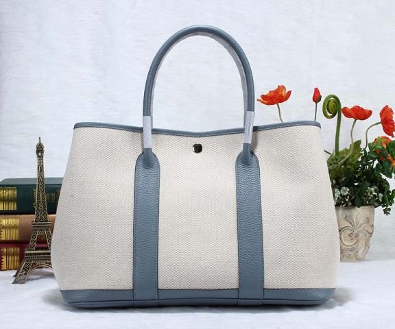 Hermes original canvas large garden party 36 bag G36 white&light blue