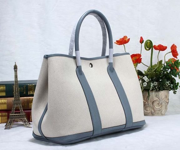 Hermes original canvas large garden party 36 bag G36 white&light blue