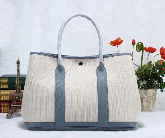 Hermes original canvas large garden party 36 bag G36 white&light blue