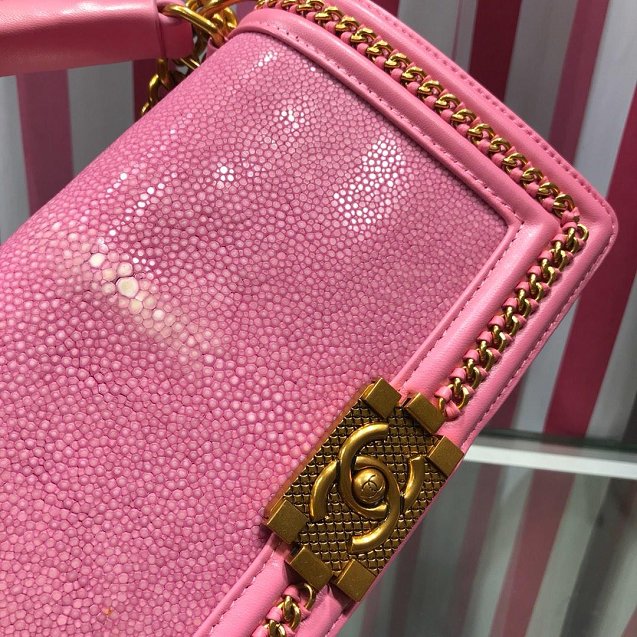 CC original stingray skin boy handbag A94804 pink