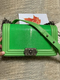 CC original genuine stingray skin boy bag A67086 bright green
