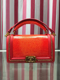 CC original lizard leather boy handbag A94804 red&orange