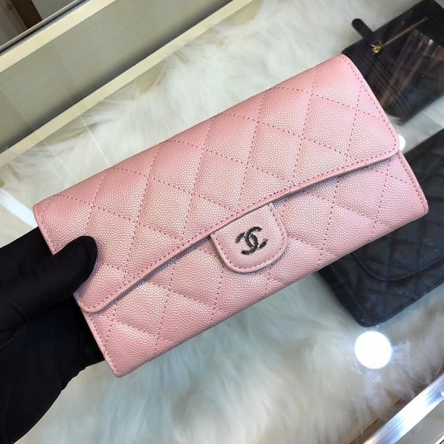 CC grained classic long flap wallet A80758 pink