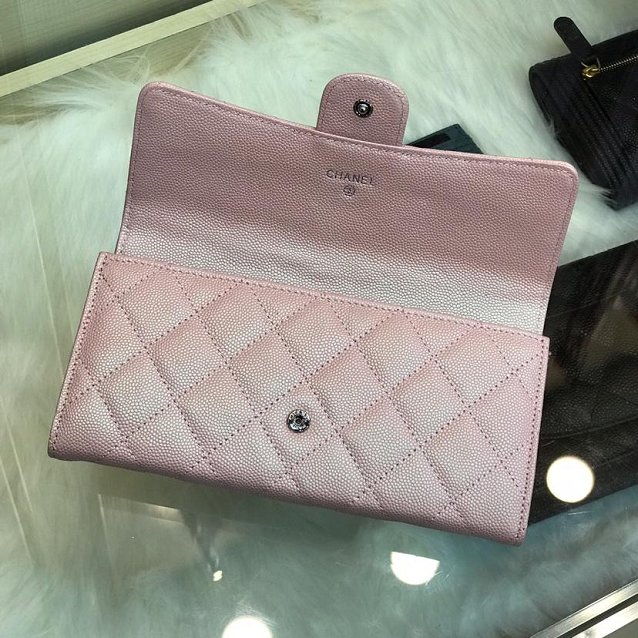 CC grained classic long flap wallet A80758 pink