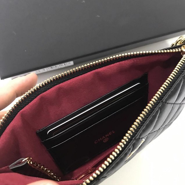 CC lambskin long coin purse A50169 black