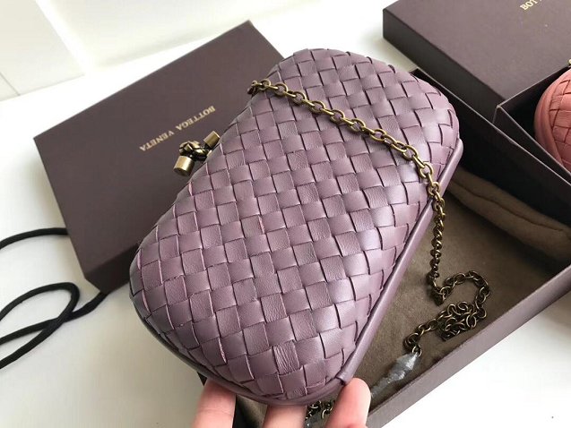 BV original lambskin chain knot clutch 498478 light purple