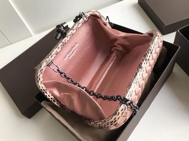 BV original silk chain knot clutch 498478 apricot