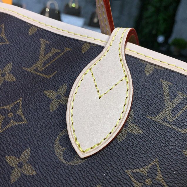 Louis vuitton original handmade monogram canvas neverfull mm m40995 beige