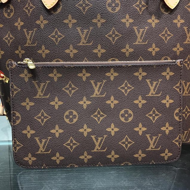 Louis vuitton original handmade monogram canvas neverfull mm m40995 beige