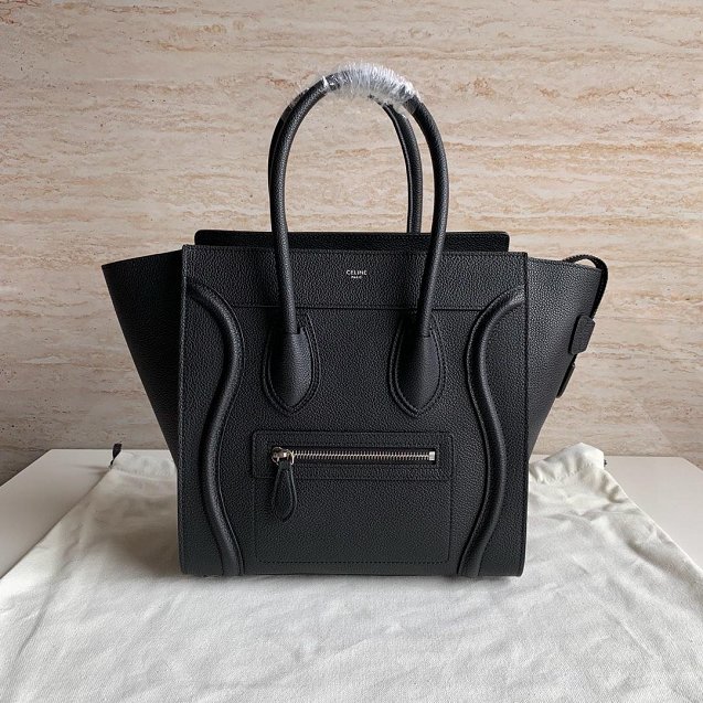 Celine original grained calfskin micro luggage handbag 189793 black