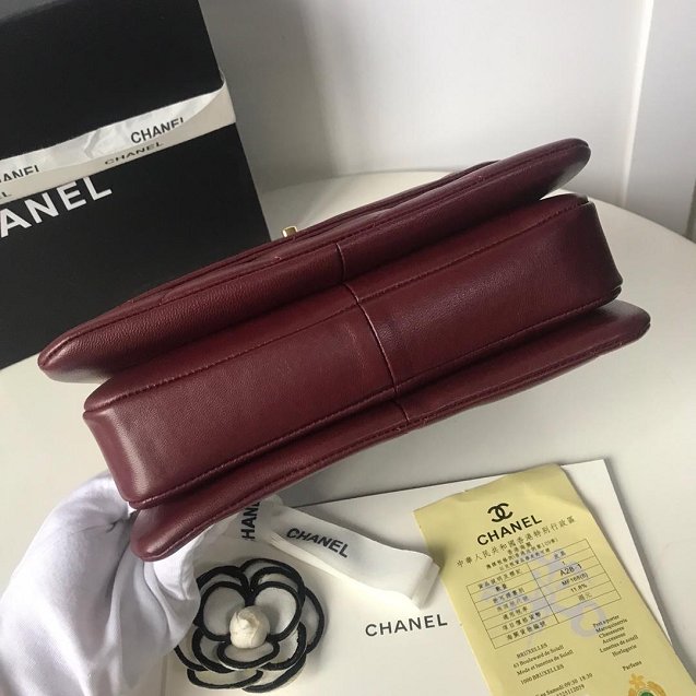 2019 CC original lambskin top handle small flap bag A92236 bordeaux