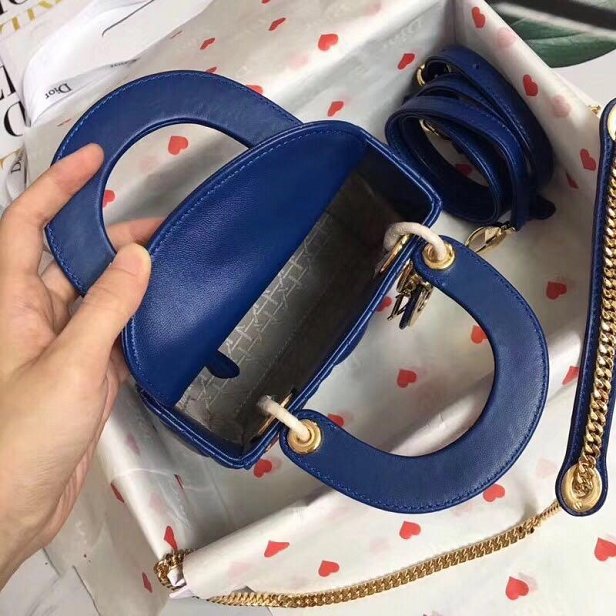 Dior original lambskin mini lady dior bag M0505 blue