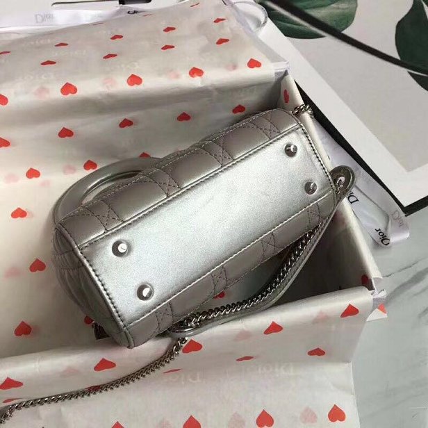Dior original lambskin mini lady dior bag M0505 grey