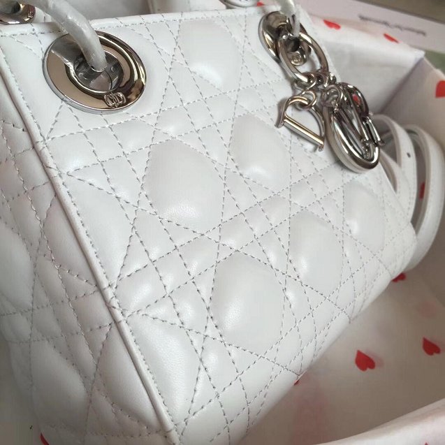 Dior original lambskin mini lady dior bag M0505 white