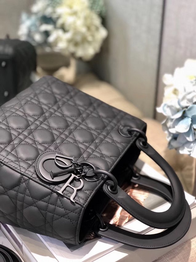 2019 Dior original lambskin medium lady dior ultra-matte bag M0565 black