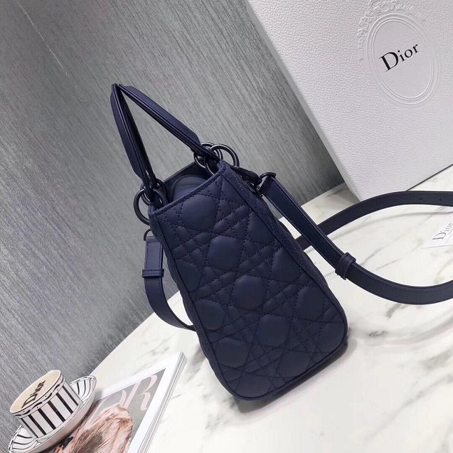 2019 Dior original lambskin medium lady dior ultra-matte bag M0565 navy blue