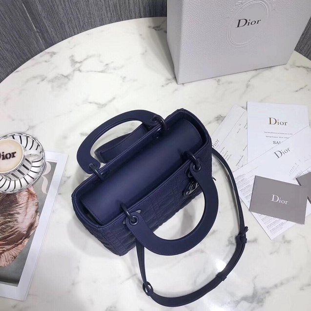 2019 Dior original lambskin medium lady dior ultra-matte bag M0565 navy blue