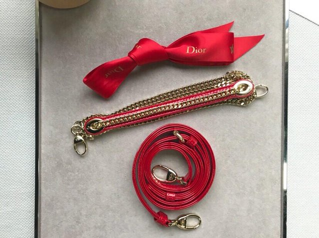 Dior original patent calfskin mini lady dior bag M0505 red