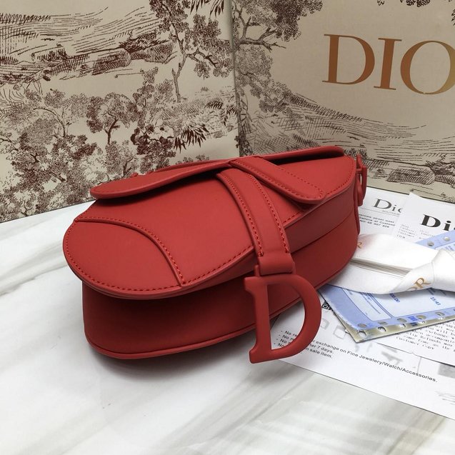 2019 Dior original calfskin mini ultra-matte saddle bag M0447 red