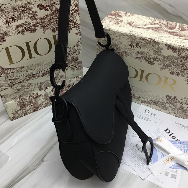 2019 Dior original calfskin ultra-matte saddle bag M0446 black