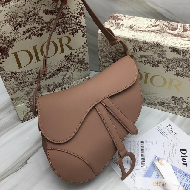 2019 Dior original calfskin ultra-matte saddle bag M0446 nude