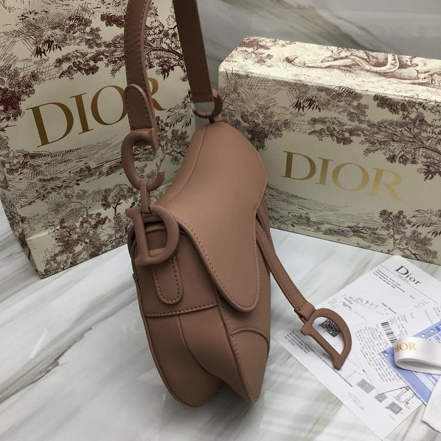 2019 Dior original calfskin ultra-matte saddle bag M0446 nude