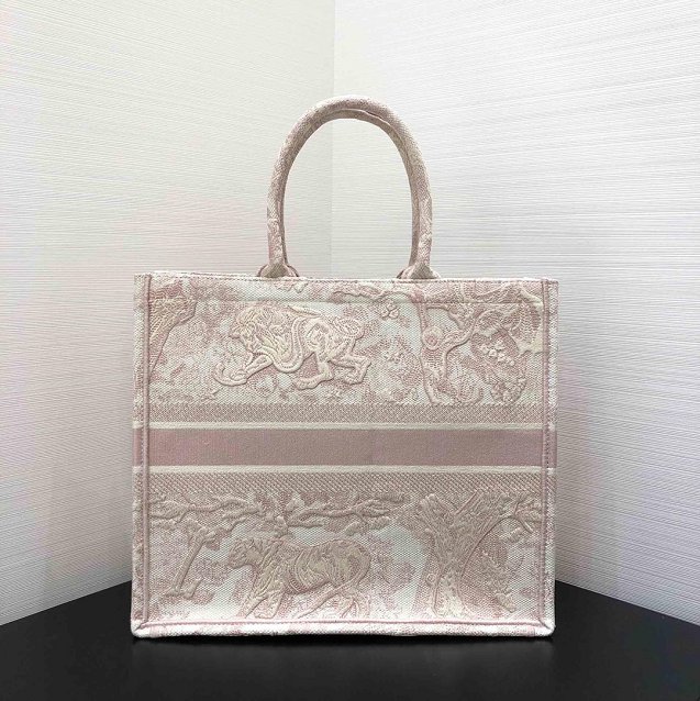 Dior original canvas book medium tote oblique bag M1296 light pink
