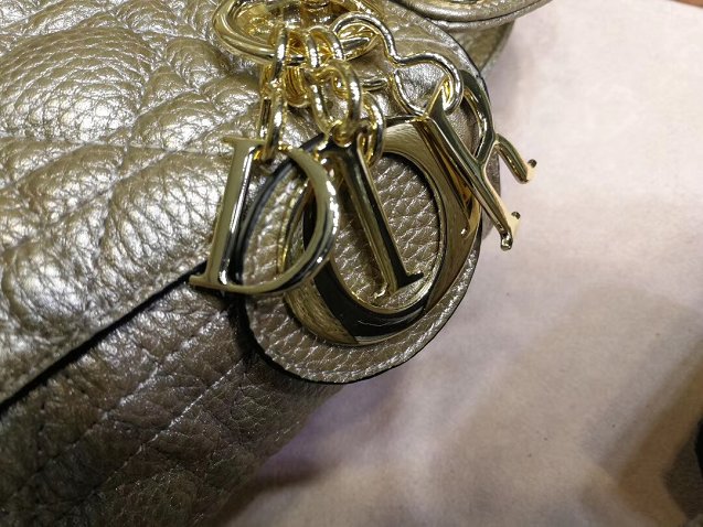 Dior original grained calfskin mini lady dior bag 44500 light gold