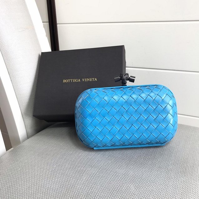 BV original lambskin knot clutch 113085 sky blue