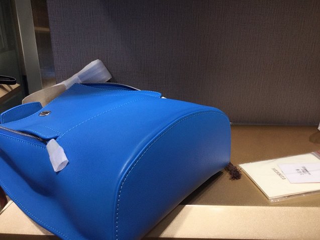 Hermes original handmade swift leather evelyn GR24 backpack H024 blue