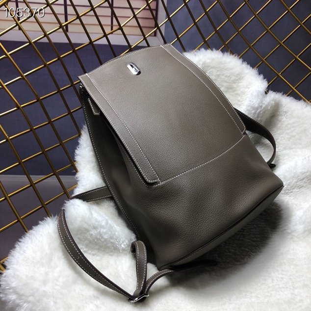 Hermes original handmade swift leather evelyn GR24 backpack H024 grey