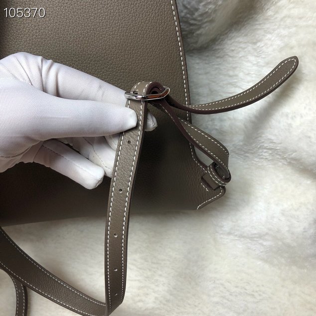 Hermes original handmade swift leather evelyn GR24 backpack H024 grey
