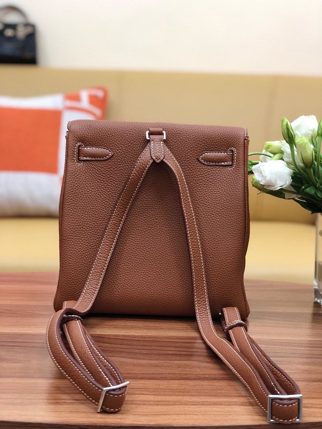 Hermes original handmade calfskin kelly ado backpack H025 brown