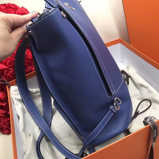 Hermes original handmade evercolour leather GR24 backpack H024 blue