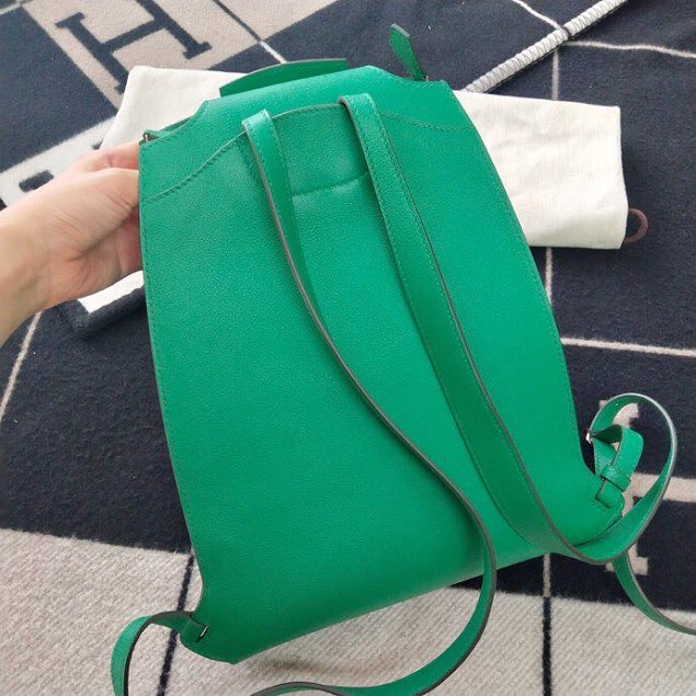 Hermes original handmade evercolour leather GR24 backpack H024 green