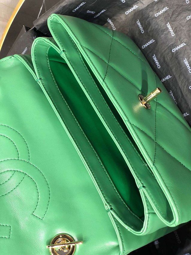 2020 CC original lambskin top handle small flap bag A92236 green