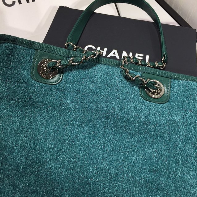 2020 CC original mixed fibers&canvas shopping bag A93785 turquoise